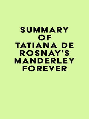 cover image of Summary of Tatiana de Rosnay's Manderley Forever